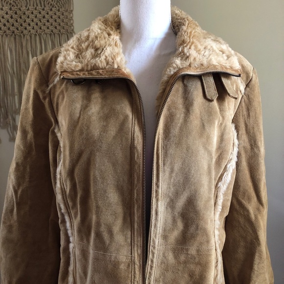 Wilsons Leather Tan Suede Fur Coat - Picture 2 of 7